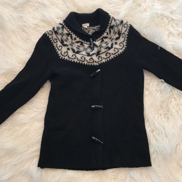 J. Crew Sweaters - J CREW BLACK LAMBS WOOL TOGGLE CARDIGAN